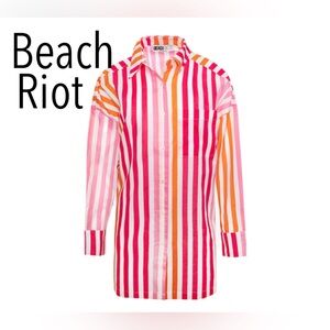 NEW W TAGS BEACH RIOT LONG BUTTON UP SHIRT TOP SWIMSUIT COVER UP